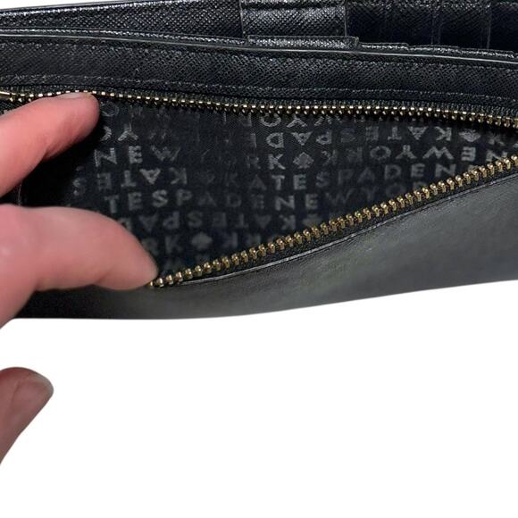 Kate Spade Classic Wallet - Black with Silver - Zipper Pocket, Snap Closure - Picture 6 of 10